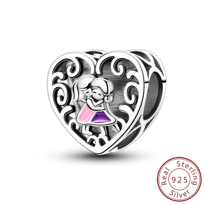 MULA 925 Sterling Silver Retro DIY Charm Forever Sisters For Women Bracelet