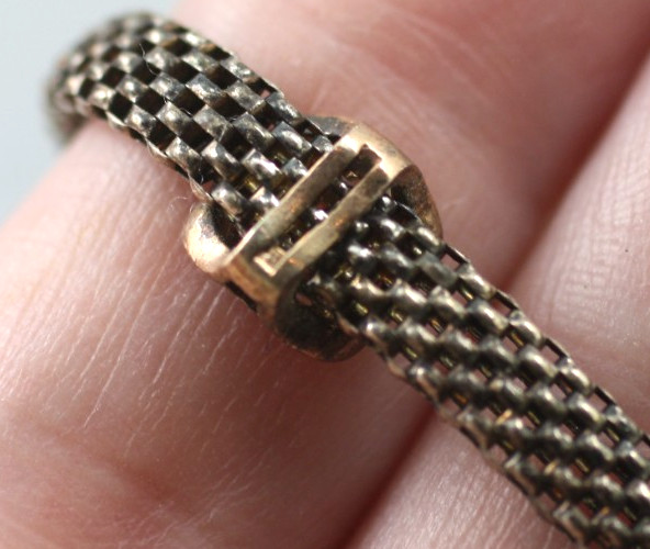 SXI 925 sterling silver vermeil charm mesh chain slide bolo bracelet 6-8″