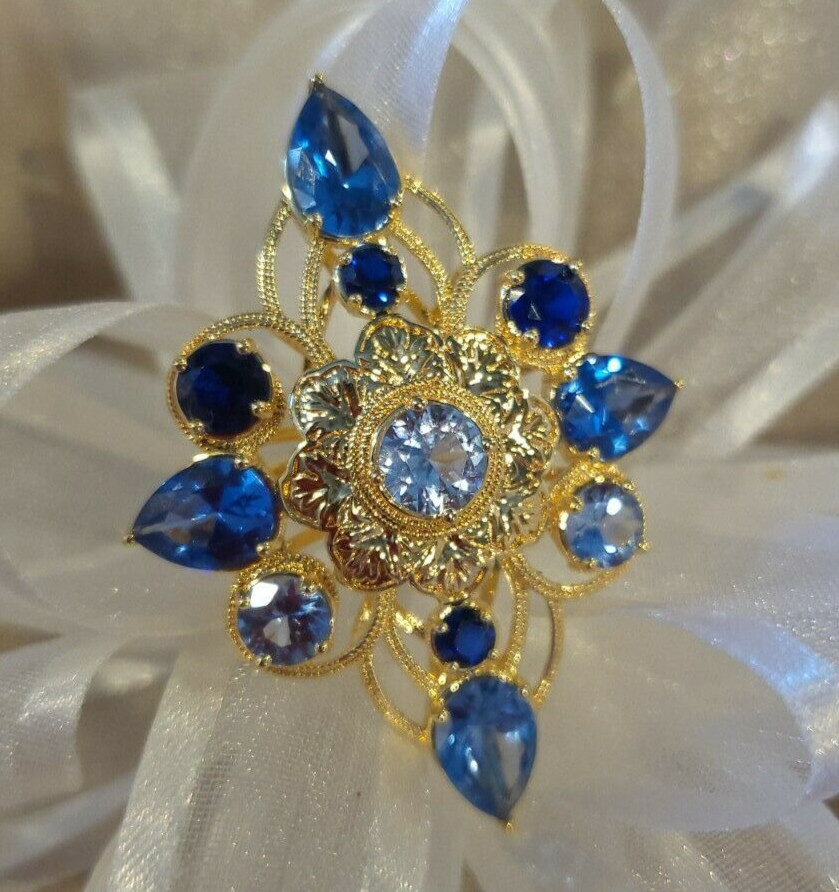 Global Destinations 7.71ctw Multi-Color Lab Creatd Blue Spinel 18kGld Ovr Copp 8