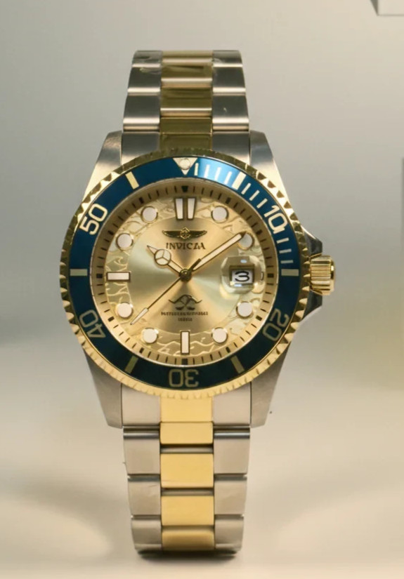Invicta Mens Pro Diver 30022 Two Tone Champagne Dial 43mm Quartz Steel Watch New