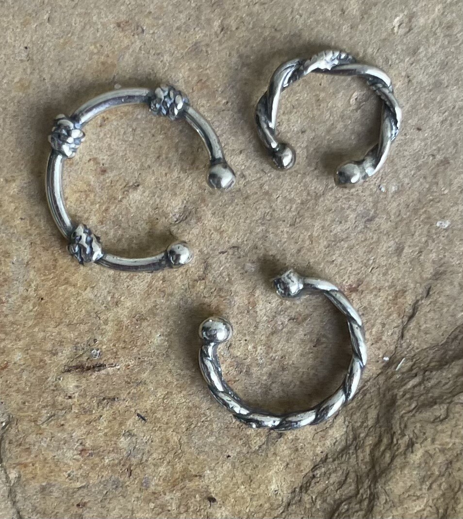 3 Ear Cuffs As Pictured Genuine .925 Sterling Silver Ear Clip Lot + Gift Box