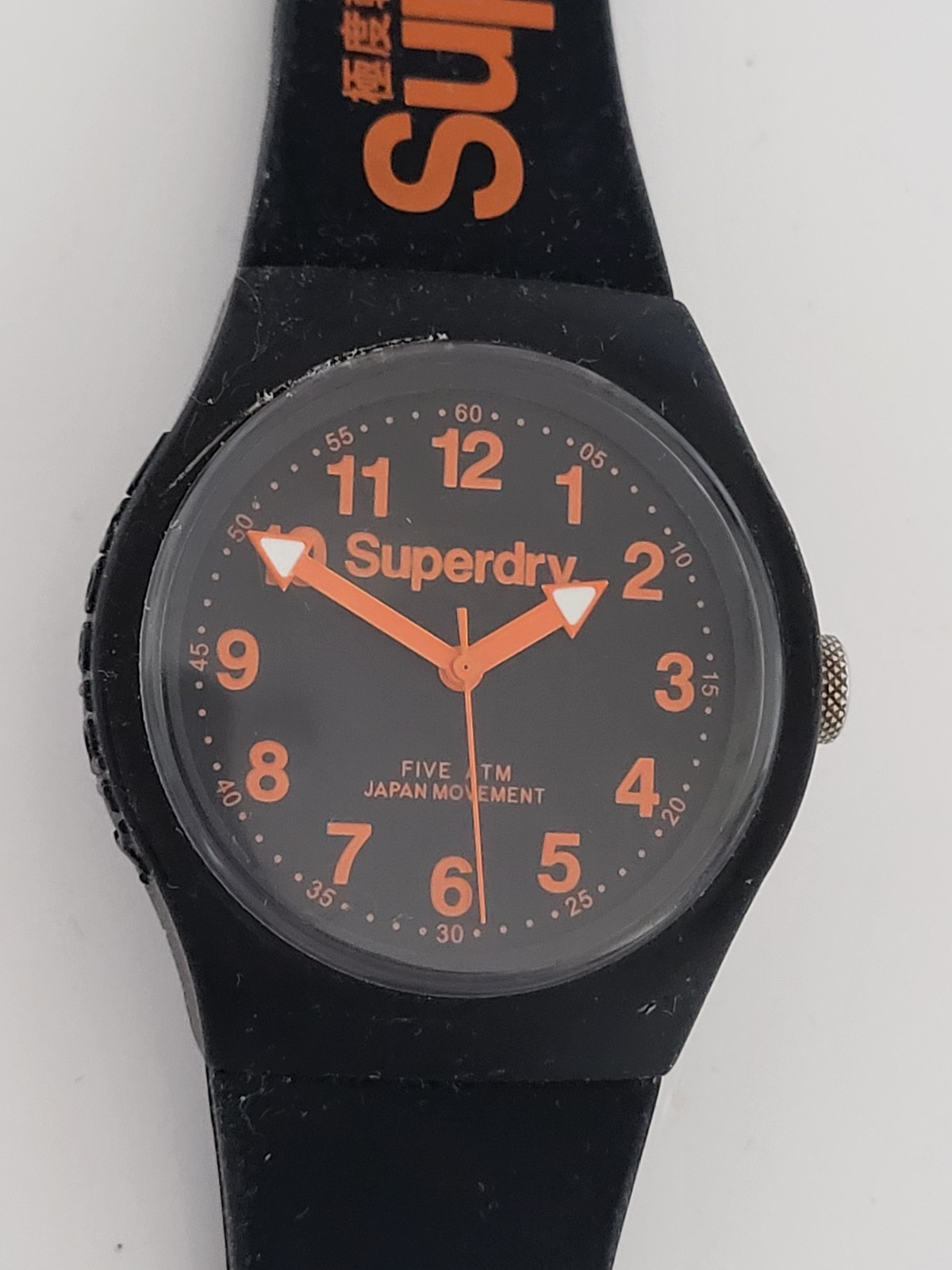 Superdry Urban Men’s Sports Watch Black & Orange Silicone Strap SYG164B