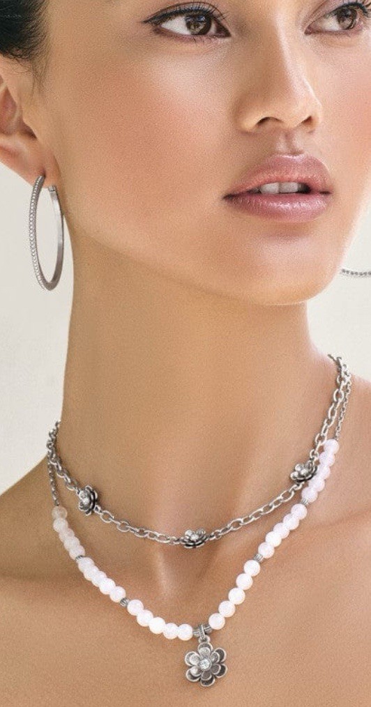 Brighton Metal Petal Silver & Crystal Necklace Style: JM7601 MSRP: $98 NWT