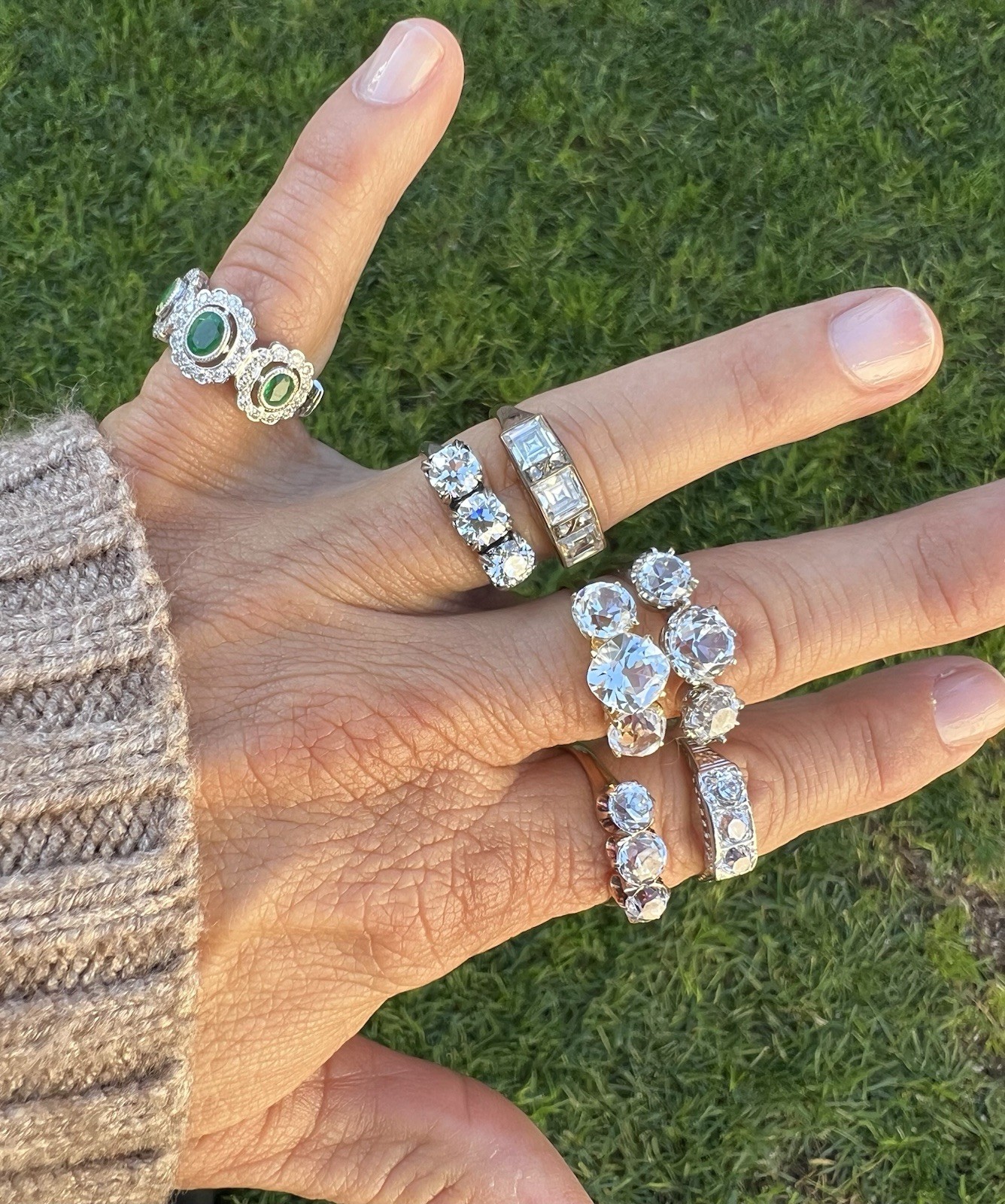 Platinum 1.18 Carat Sparkling Trilogy Ring With Three Old European Cut Stones