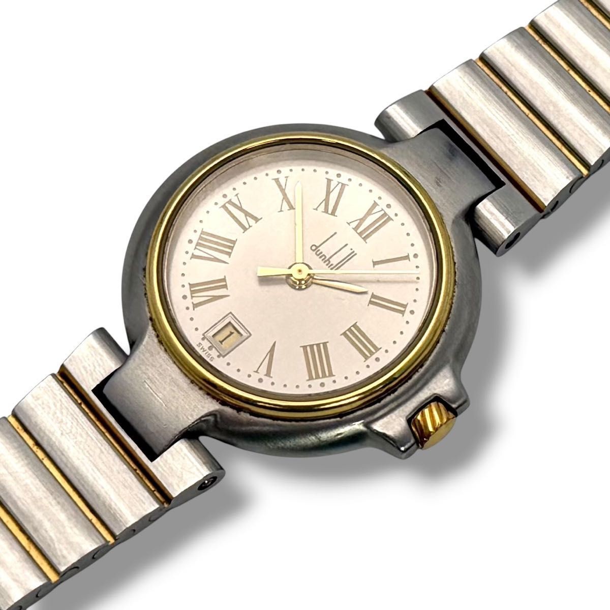Working dunhill ladies wristwatch quartz combo gold silver