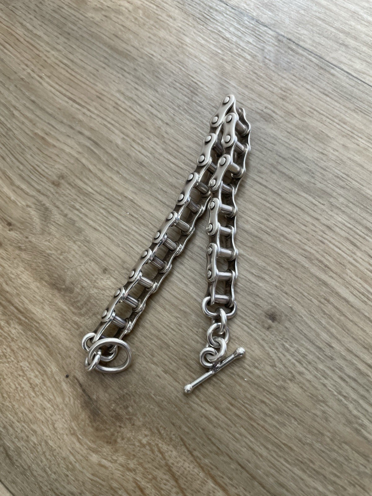 Sterling Silver Bracelet Bike Chain Modernist T Bar Heavy Statement (50g)