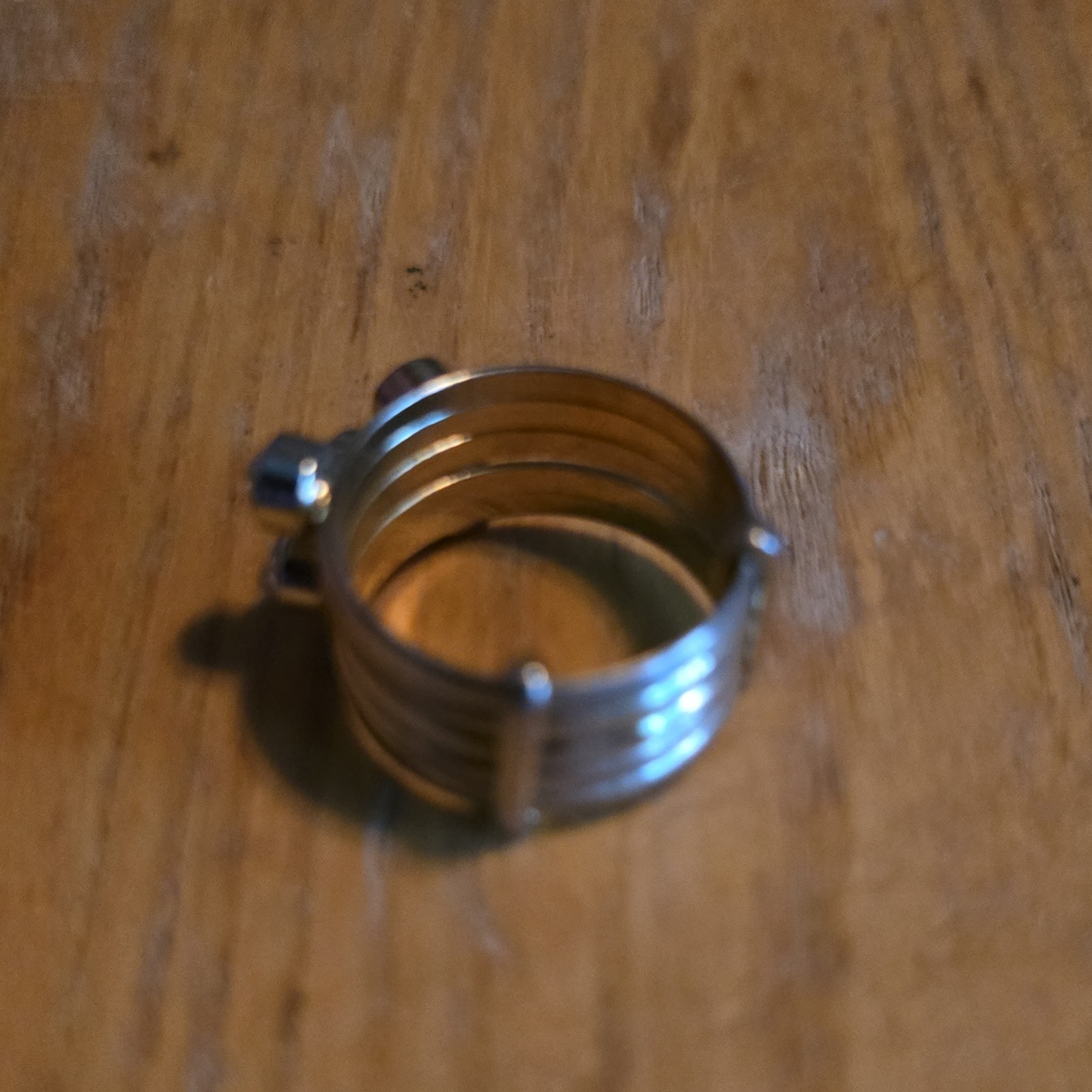 Silver Tone Adjustable Metal Band Cocktail Ring Size 10.5 Round Blue Crystals