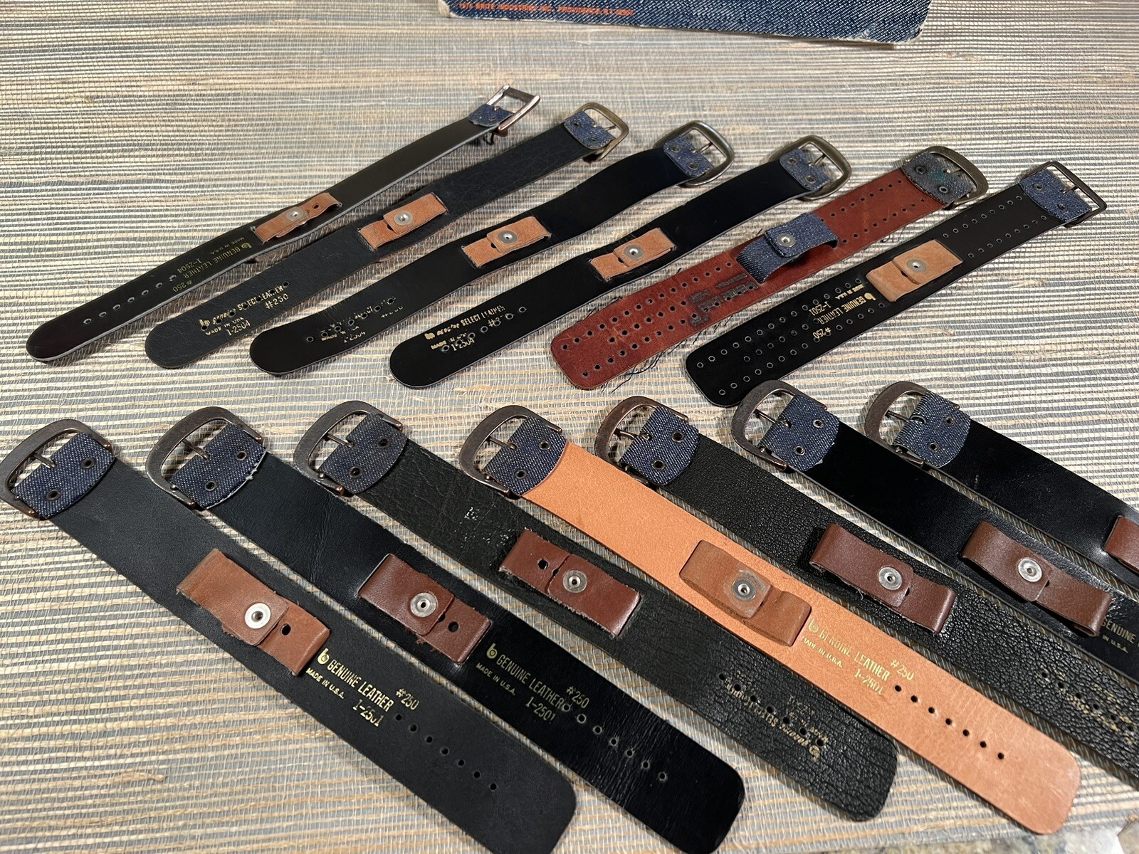 Vintage 1975 Brite Denim & Leather Wide Watch Straps Counter Top Display