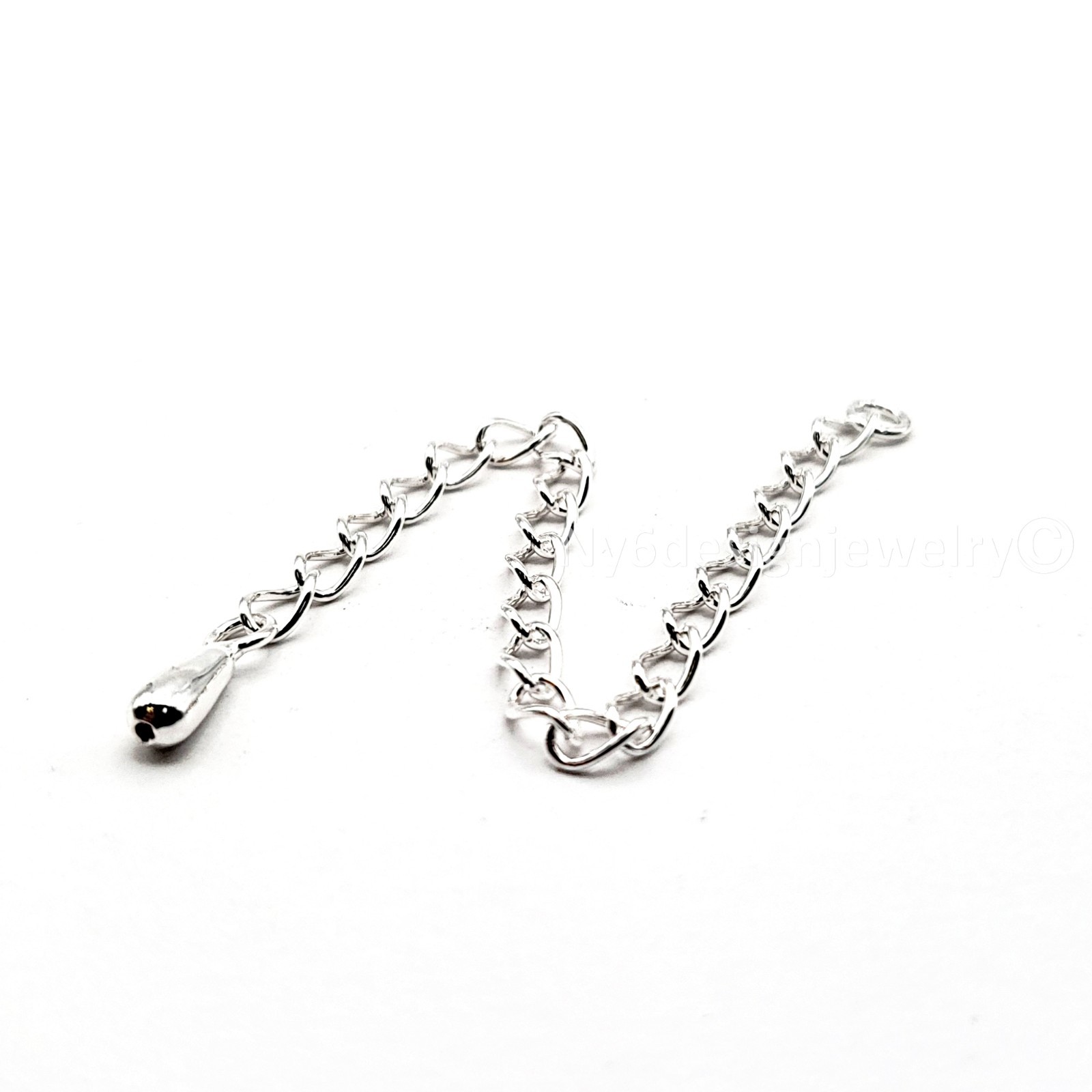 Sterling Silver Extender Chain 3″ 925 w/ 5mm Teardrop 1pc Necklace Bracelet