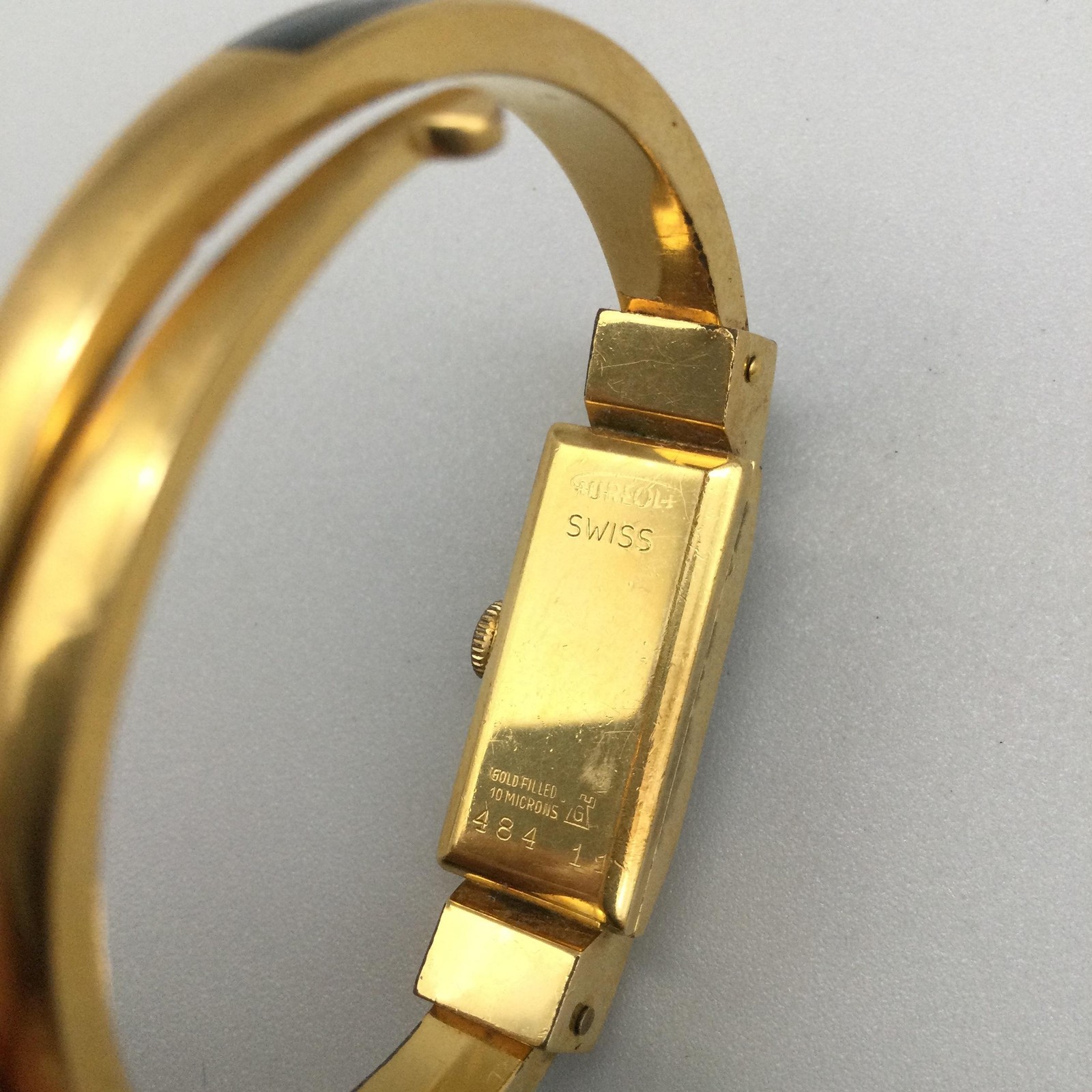 Vintage Aureole Womens Watch 11mm Bangle 17J Gold Filled Swiss Manual Wind