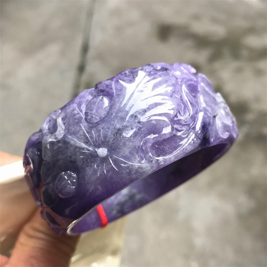 61MM Natural Icy Lavender Jadeite Jade Bracelet Burma Jadeite Jade Bangle