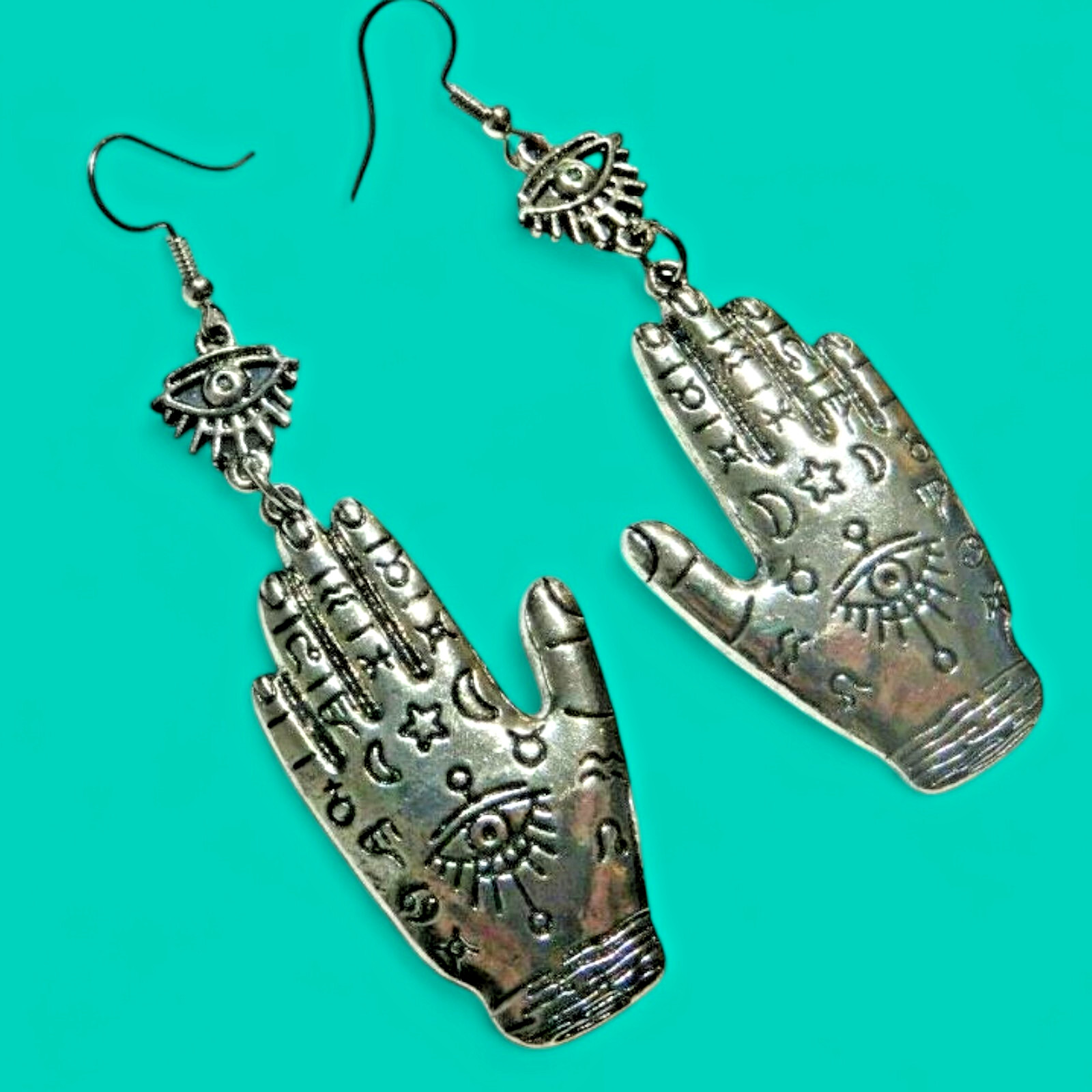ASTROLOGY PALMISTRY EARRINGS zodiac horoscope gothic occult fortune teller 6G