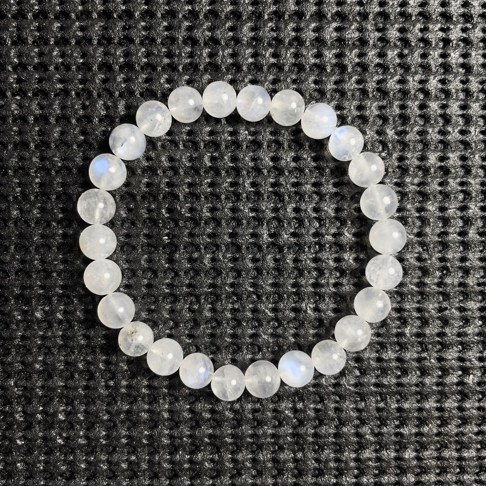 Moonstone with Tourmaline 7mm Stretch Minimalist Bracelet Gift Women Girls New