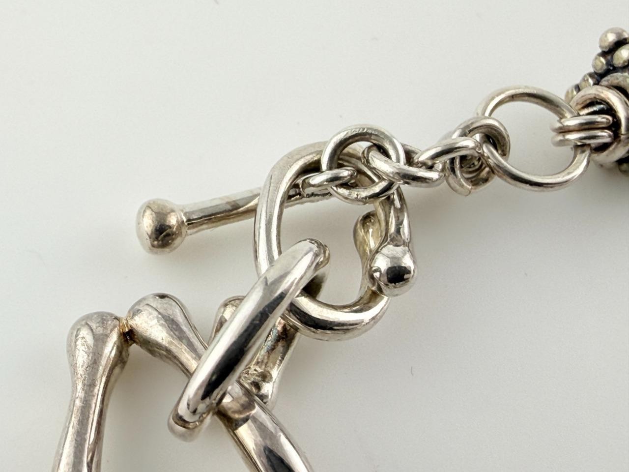 Michael Dawkins Sterling Silver Horsebit Chain Pearl Bracelet 6.5 Inch Length