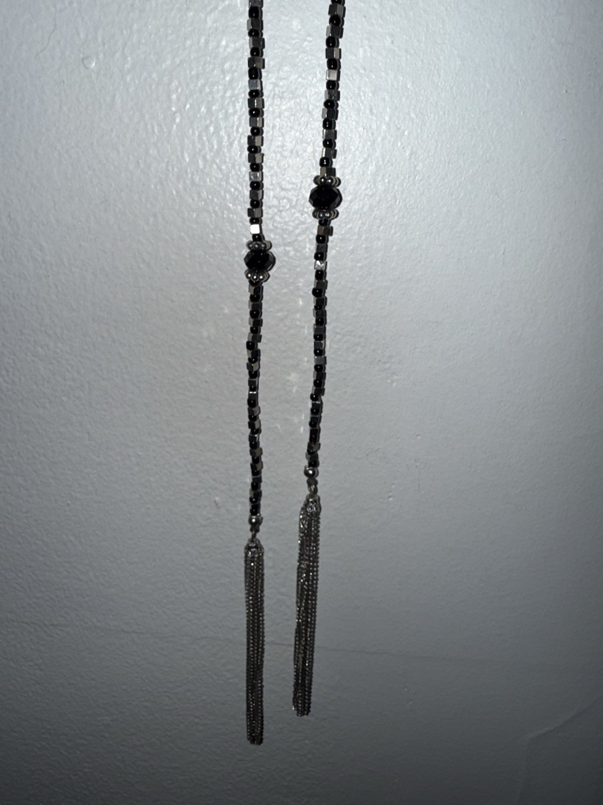 Beaded Wrap Necklace Black And Silver