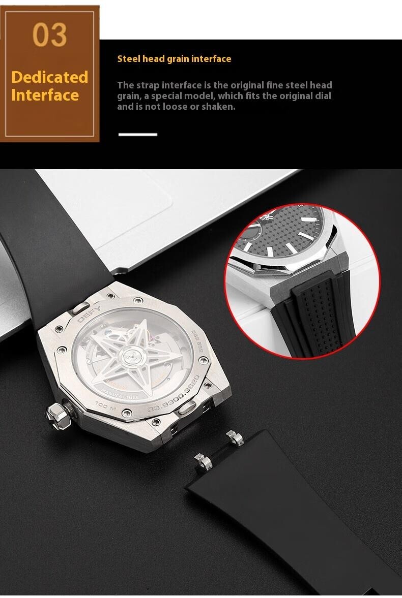 For ZENITH DEFY SKYLINE 06.9300.3620 03.9320.3620 Watchband Waterproof Strap