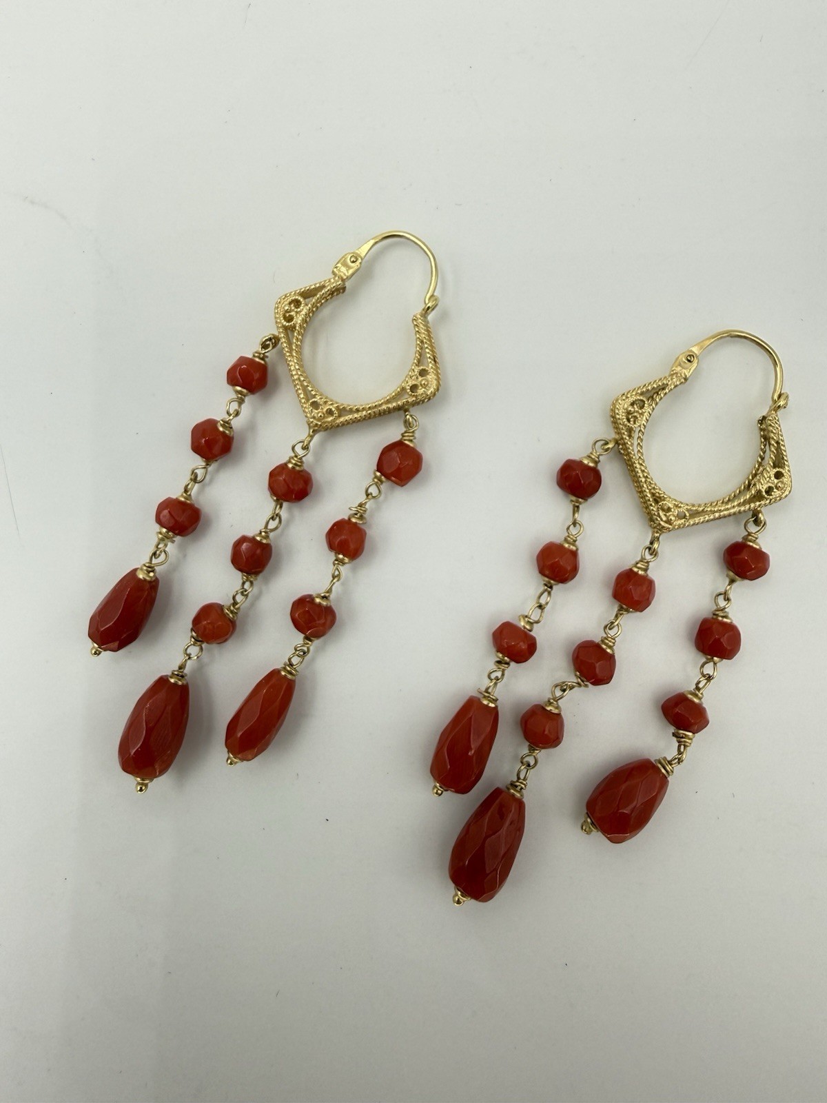 earrings earrings CORALLO red MEDITERRANEAN CORAL solid gold GOLD 18 KT-750