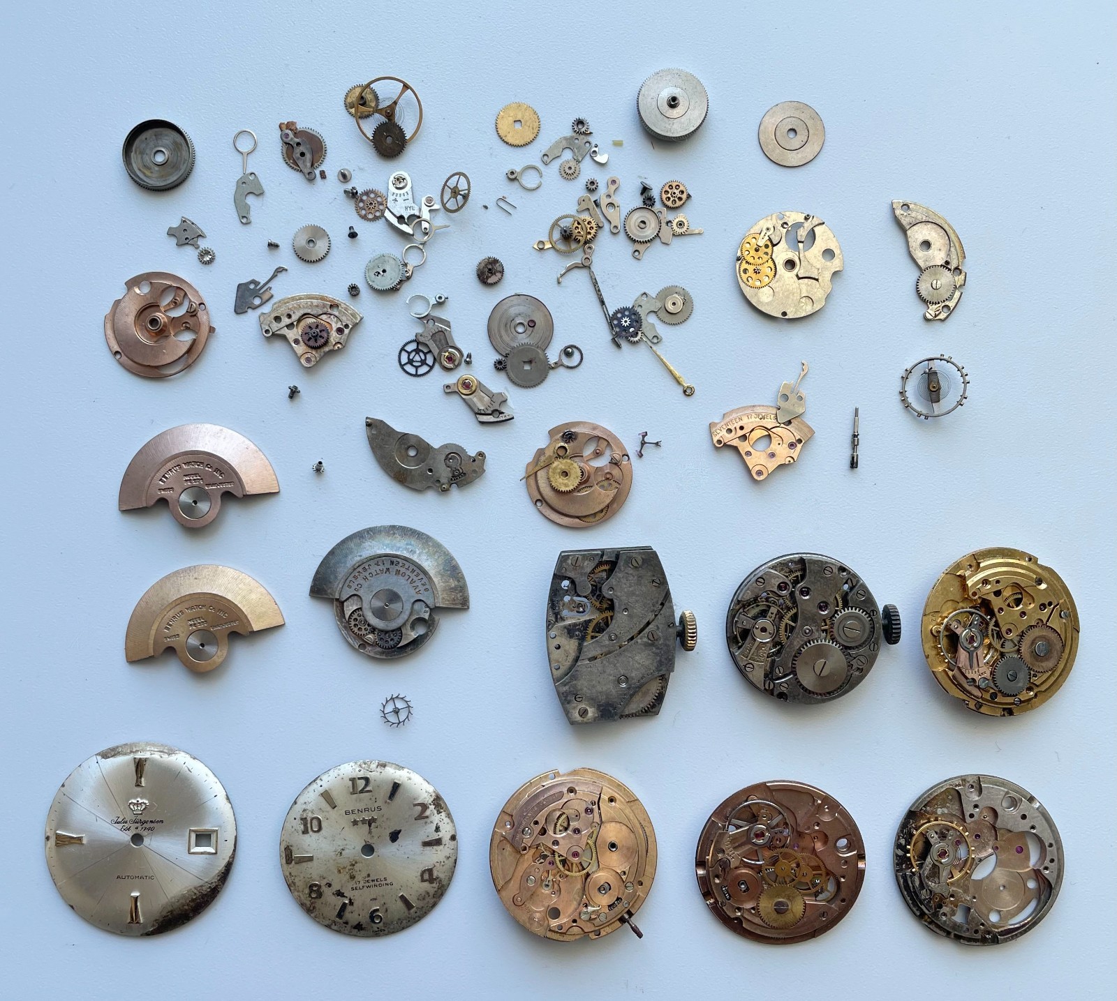 Vintage Benrus Jules Jurgensen Watch Movement ETA 2452 39 Jewels Parts Lot