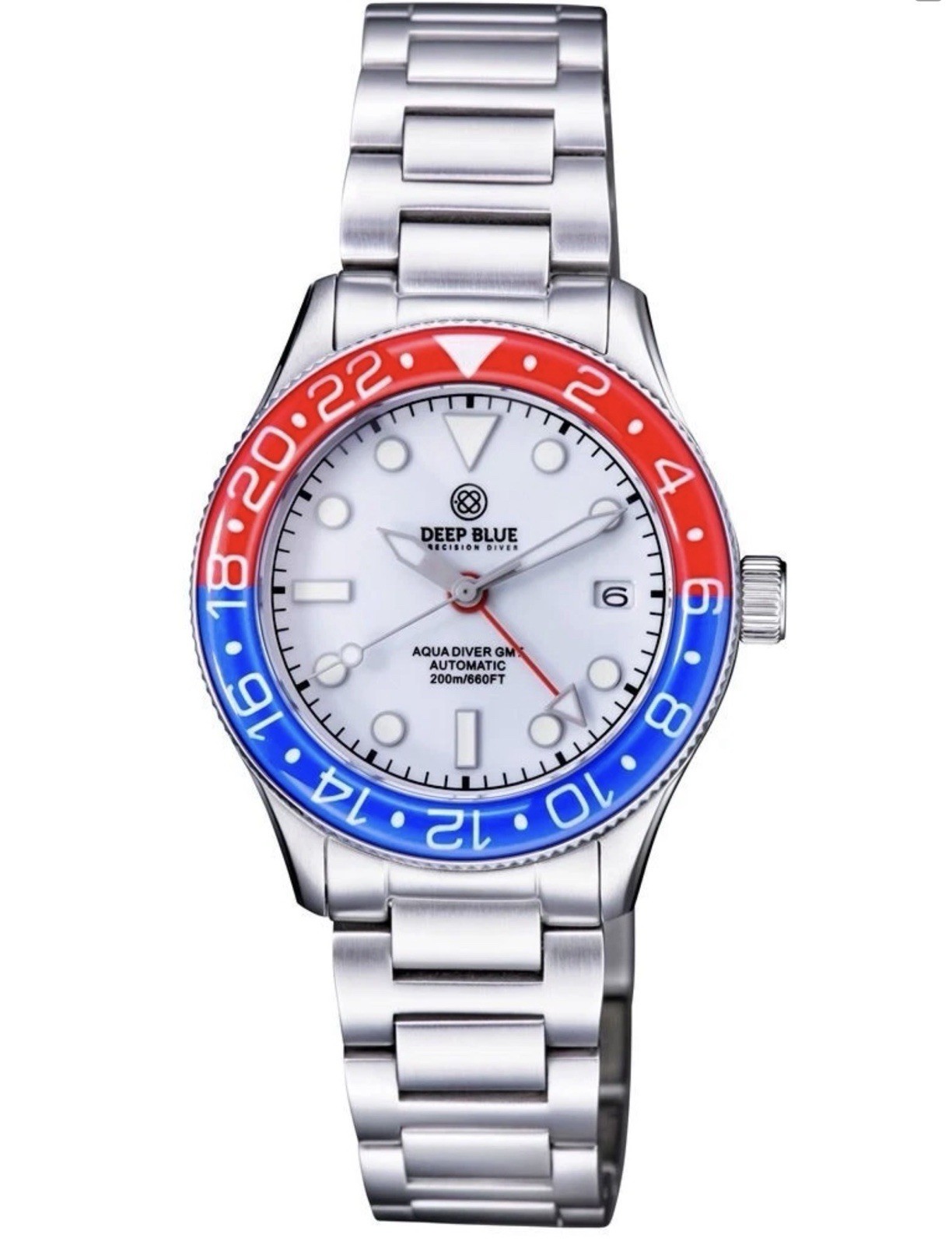 Deep Blue AQUA DIVER GMT AUTOMATIC 40mm RED/BLUE (FULL KIT!) 200m Dive Watch