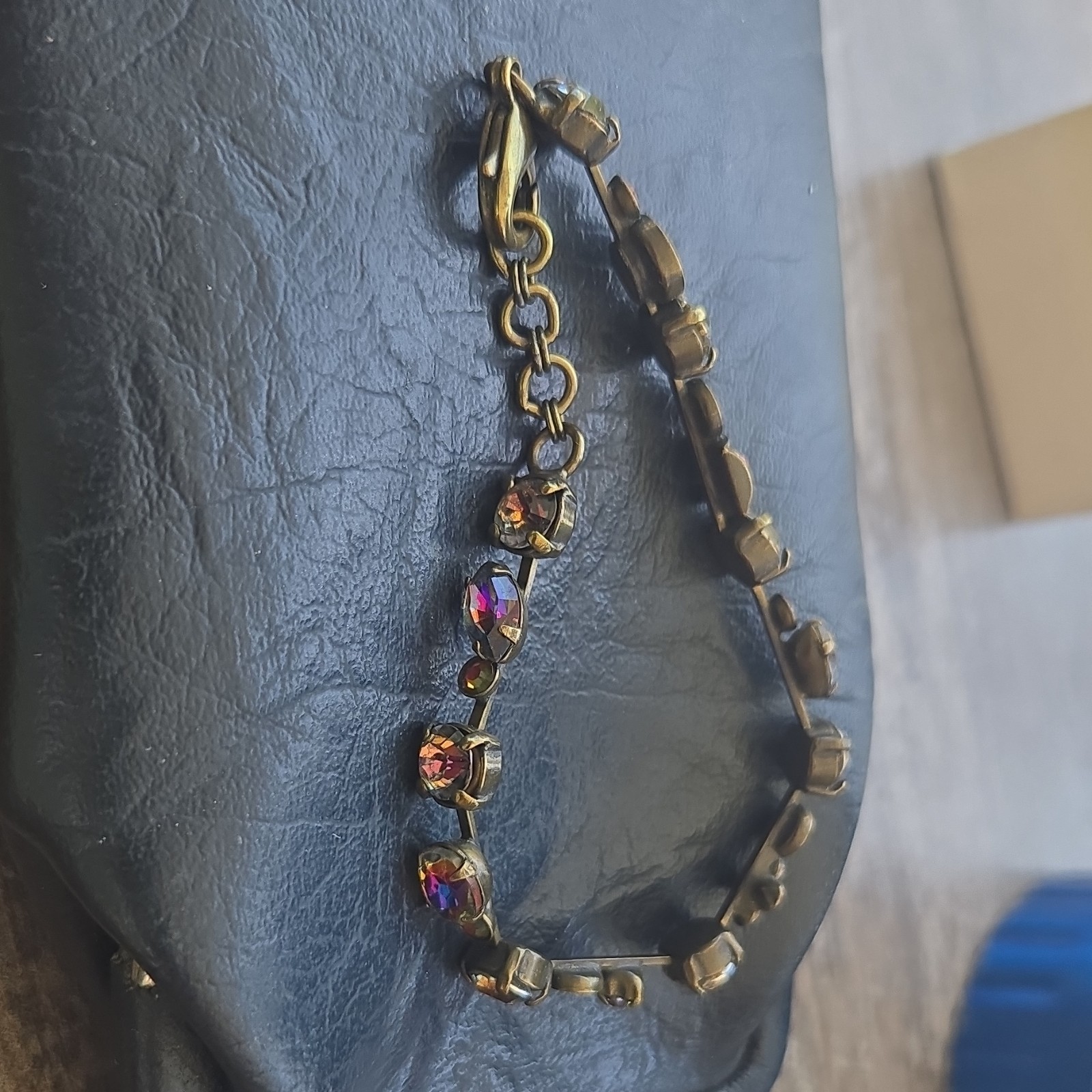 Vintage Gold Tone Multicolor Bracelet Lobster Clasp
