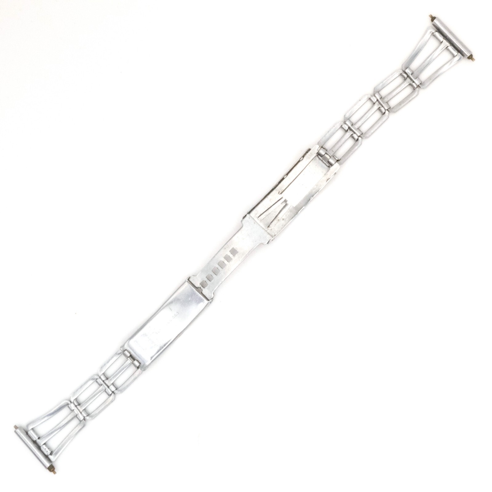 Vintage 17.0 mm Art Deco style open link wristwatch bracelet w/four-part clasp