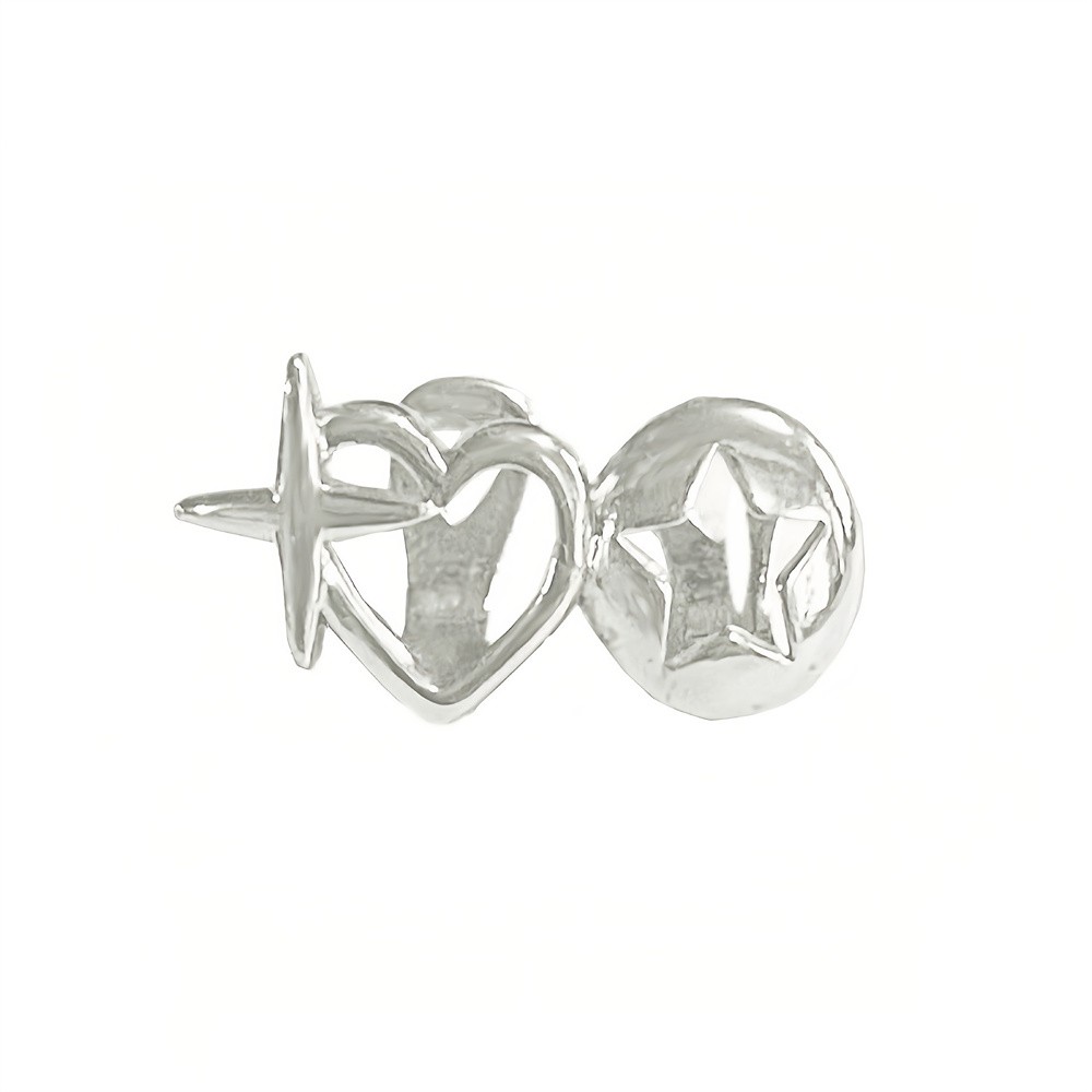 Vintage Double Hollow Heart Star Teeth Grillz Hip Hop Glossy Cross Tooth Caps