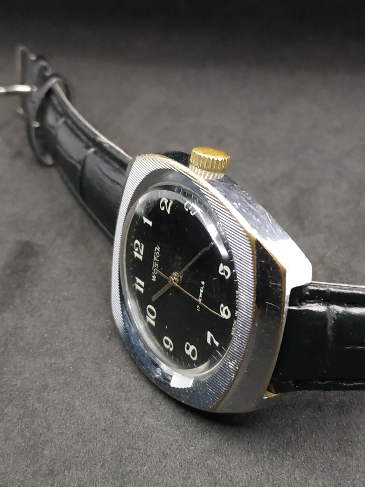 Men’s Dress Watch Wostok Vintage USSR Mechanical 2409A Retro Vostok Black Soviet