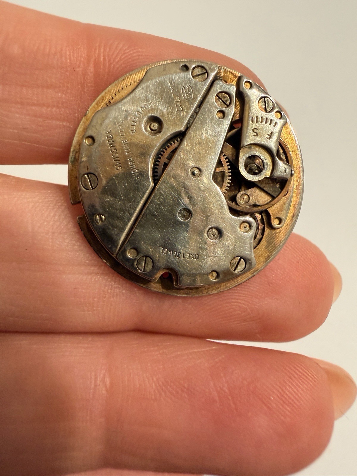 Vintage Watch Movement Cufflinks Steampunk Leobe Endura 17 Jewel Ruby Gold