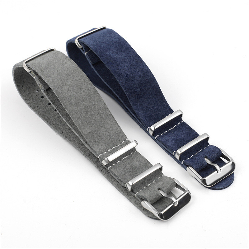 High Quality Suede Genuine Leather Watch Strap Band One Piece 18/20/22/24mm Mens