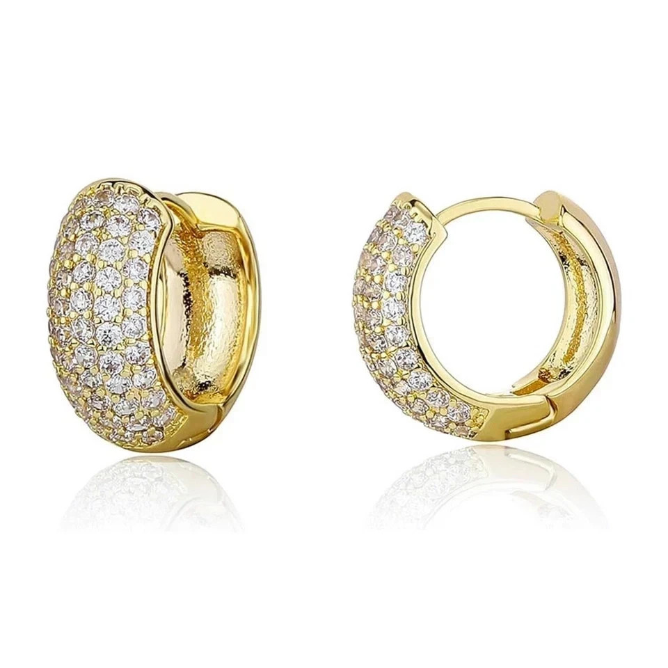 Men’s Engagement Hoop Earrings Round Cut Simulated Siamond 925 Starling Silver