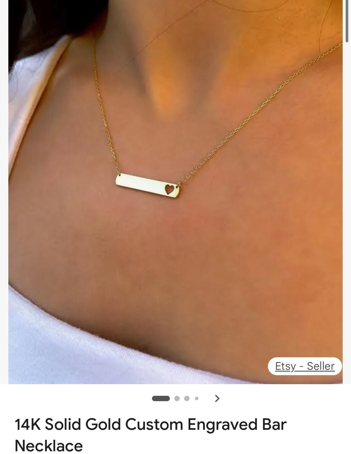 Custom Engraved Gold Bar Necklace with Heart Cutout