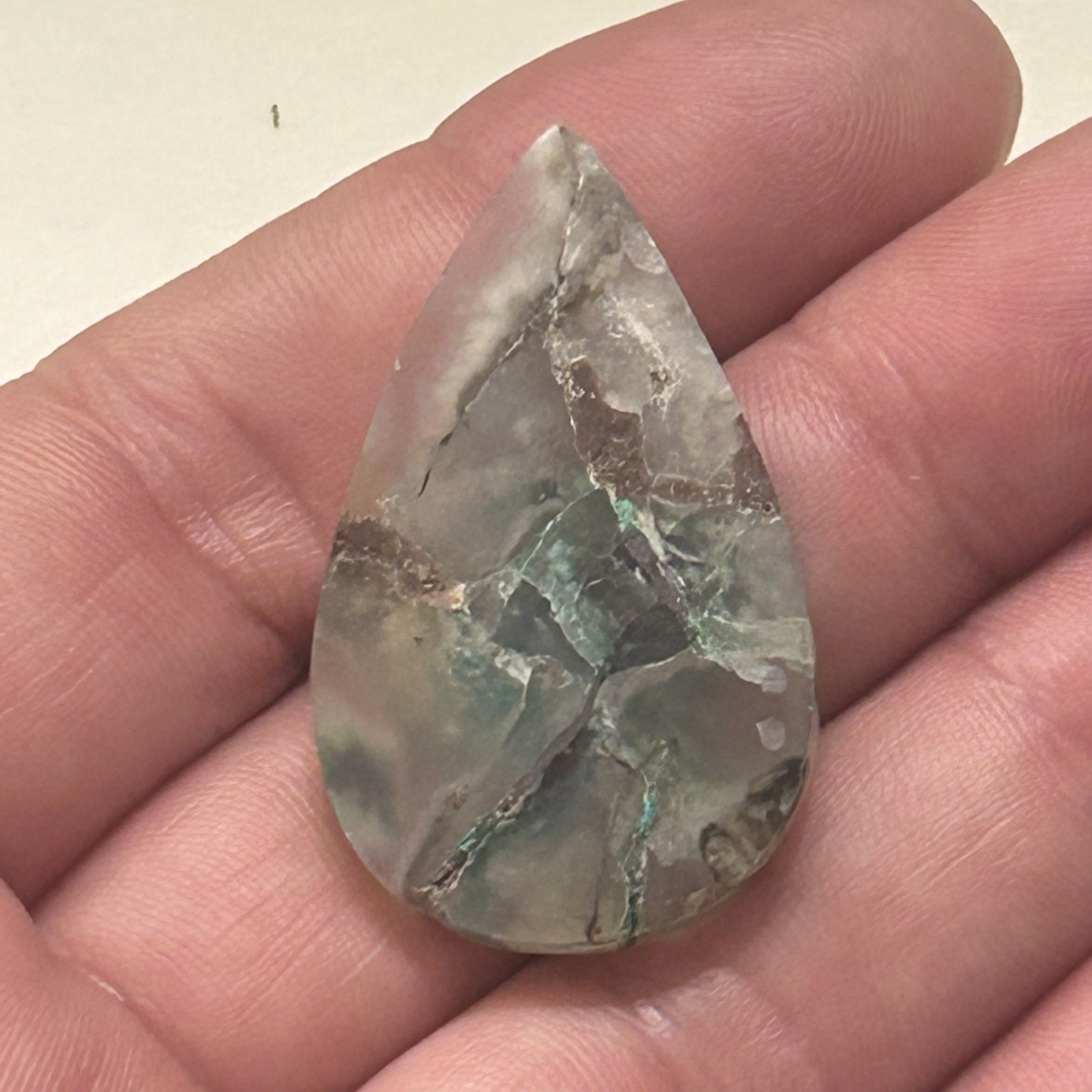 Chrysocolla & Native Copper in Chalcedony Cab. 35 MM