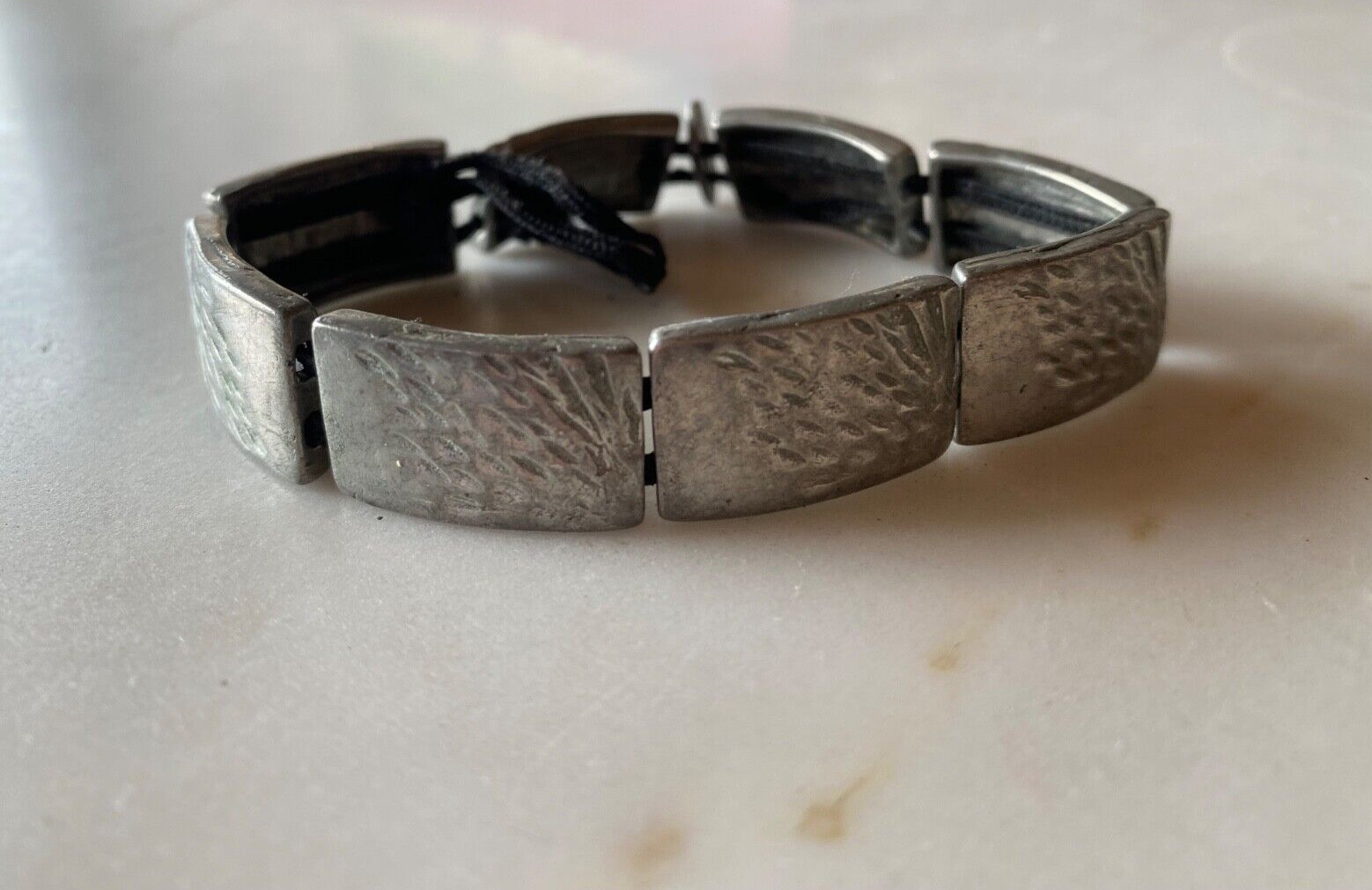 ANNE MARIE CHAGNON Modernist Hammered Pewter Link Bracelet – Canadian Designer