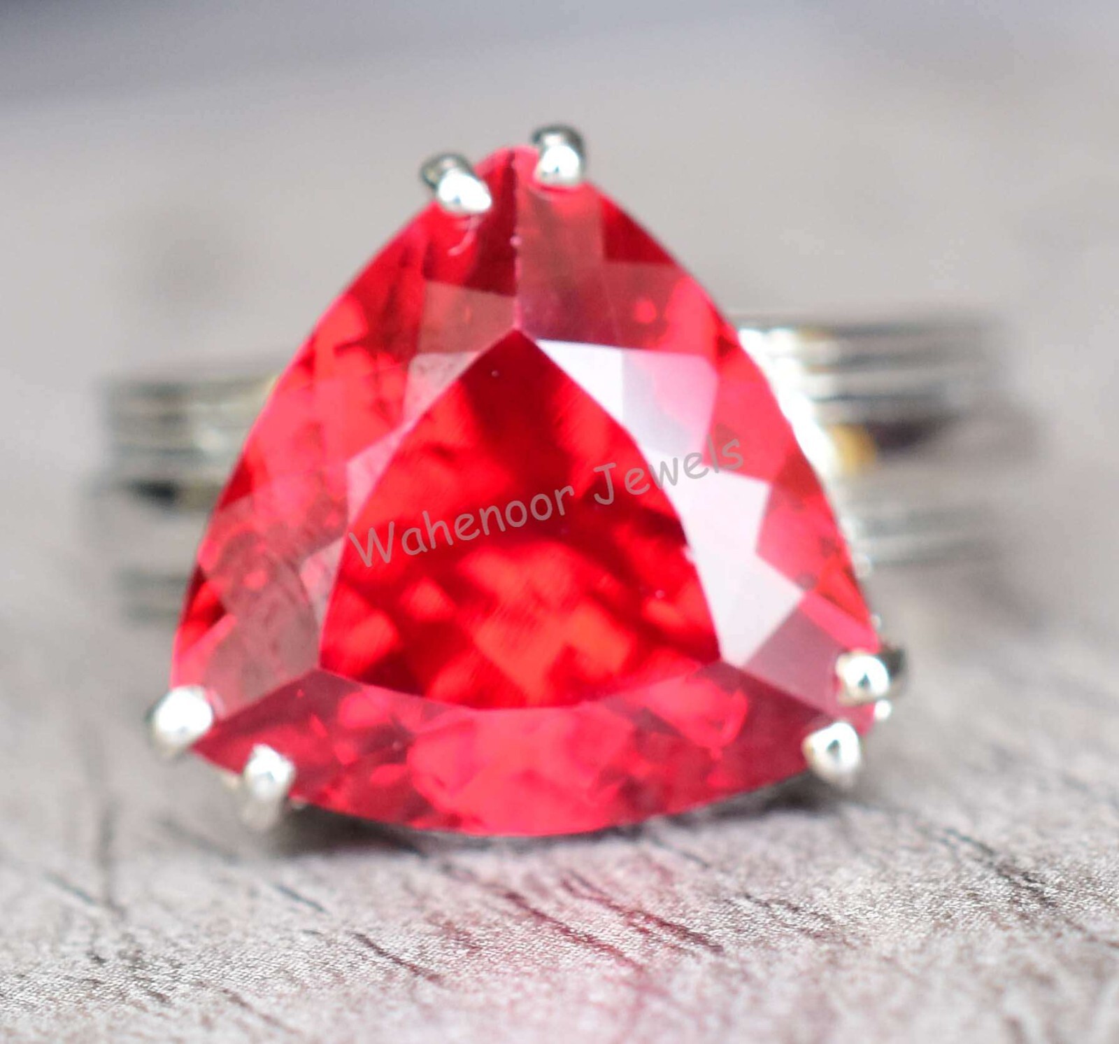 925 Sterling Silver Ring Natural Ruby 15 MM Round Wedding Ring CERTIFIED