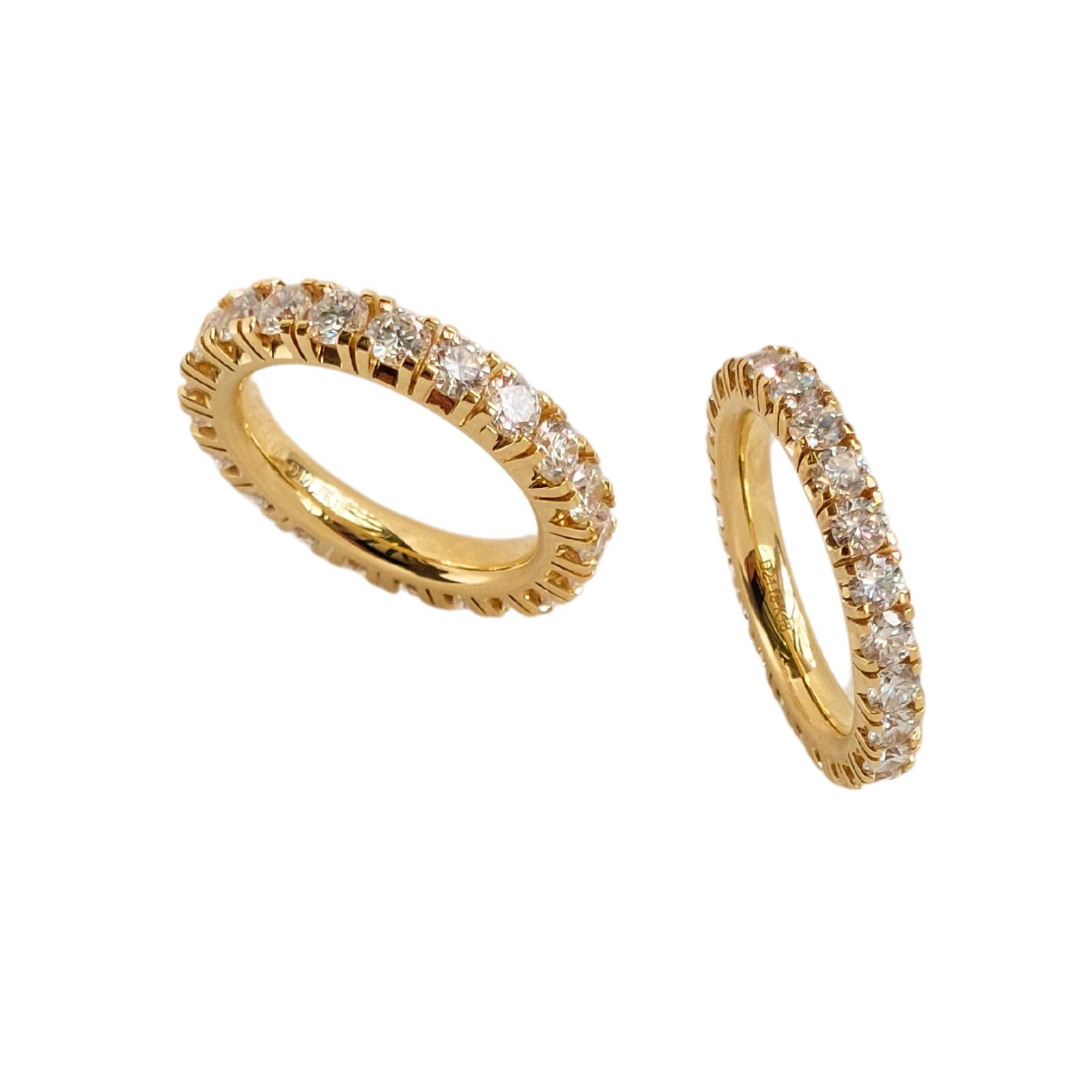 Memory Diamond Ring 3ct Yellow Gold 18K 750 Synthetic Made Eternity Lab