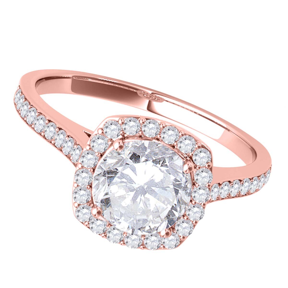 Diamond Halo-Engagement Ring 0.50 Carats 14k Yellow Rose White Gold Jewelry Gift