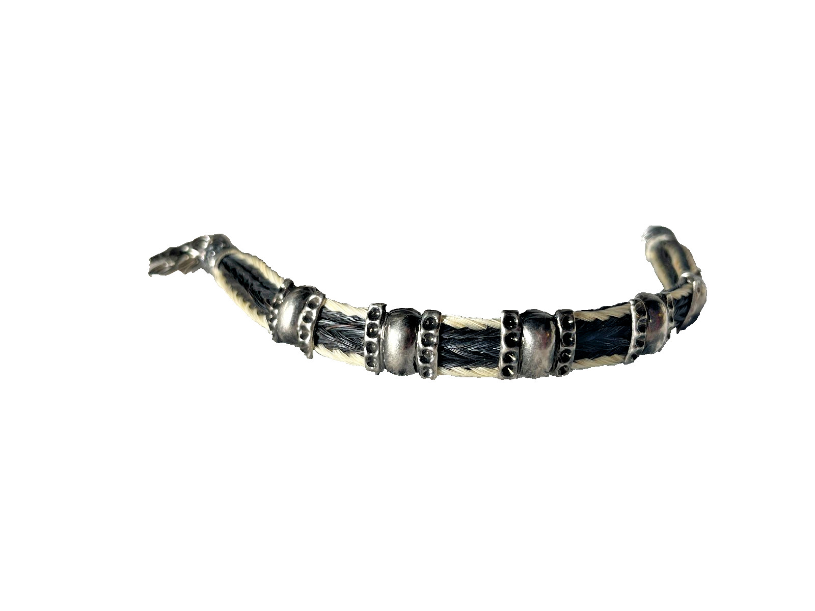 Western Womans Bracelet 8 x 3/8 in Horsehair Silver Concho Lobster Multicolo