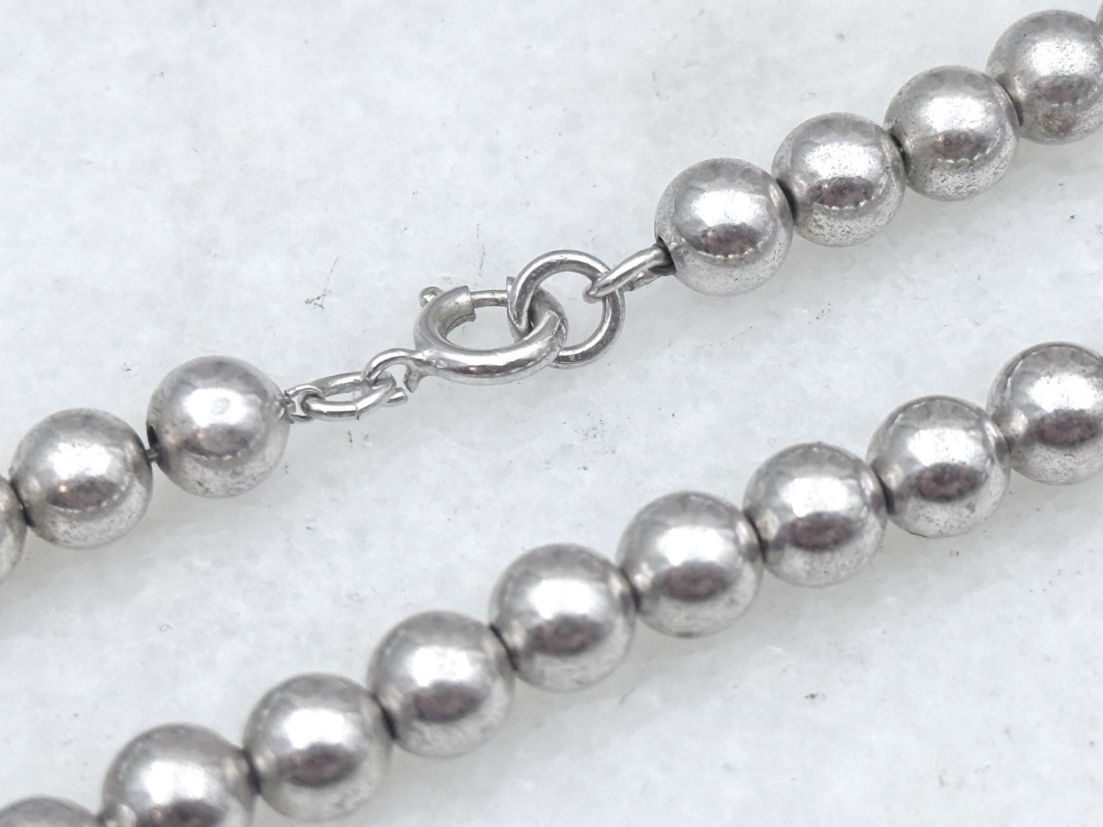 Vintage Sterling Silver With Rhodium Finish￼6mm Beads 16″ Necklace