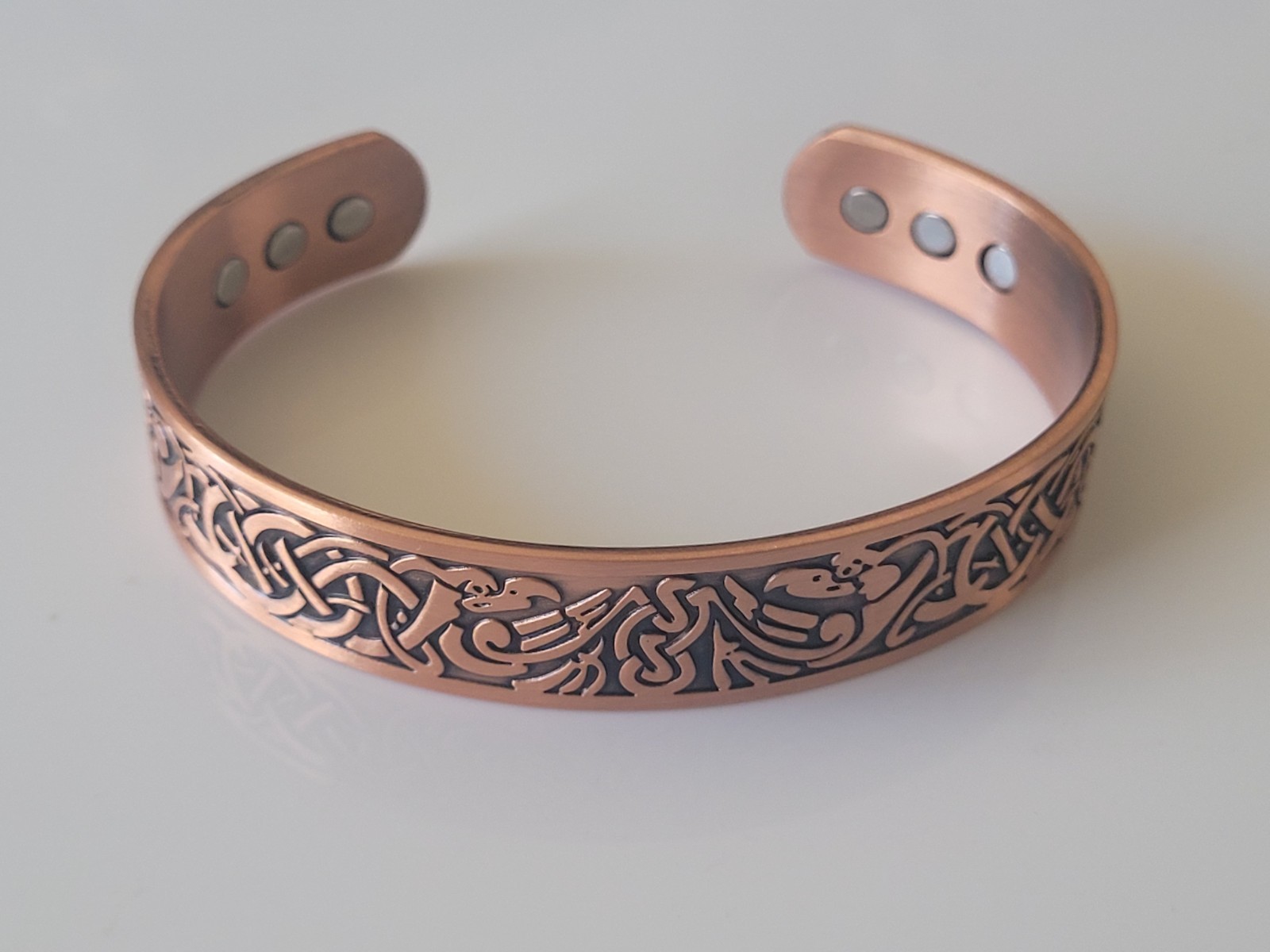 2 Pack Pure Copper Magnetic Bracelet Arthritis Pain Therapy Cuff Phoenix Bird