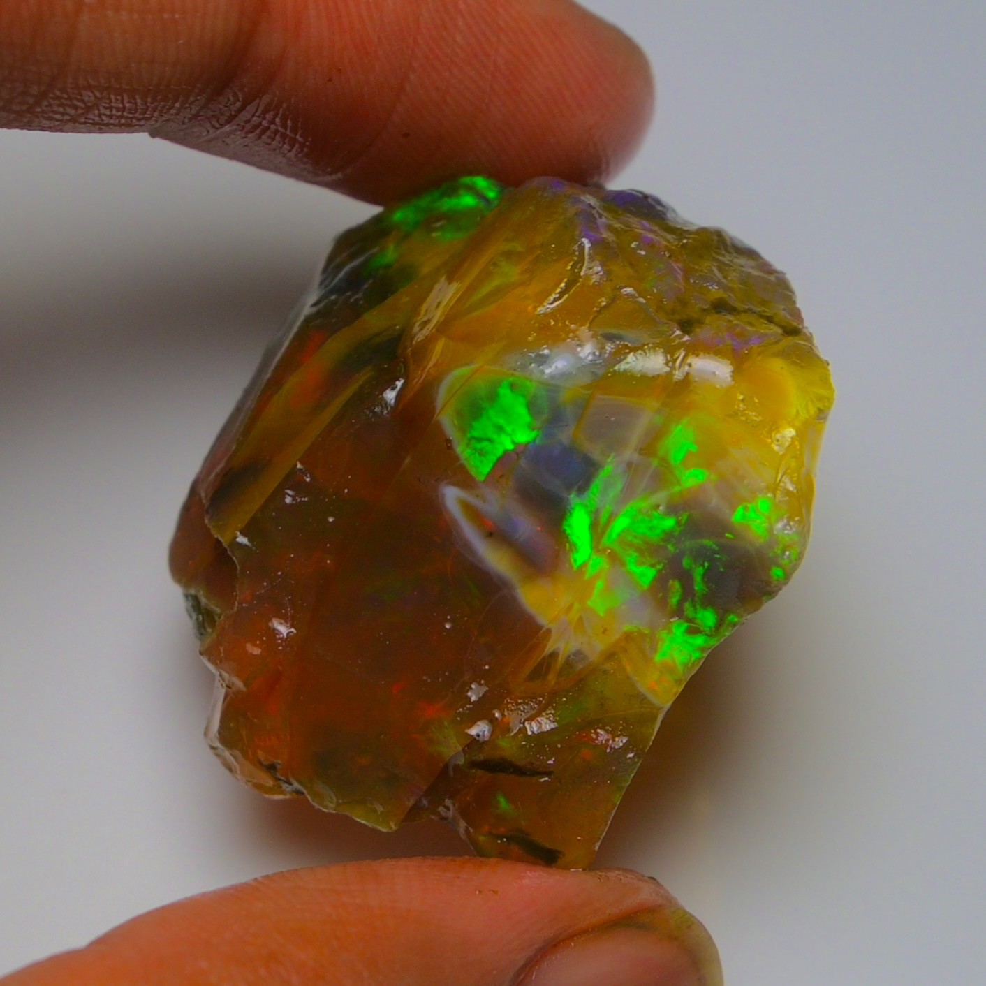 Ethiopian Oil Opal Specimen 99.20 cts Natural Rough Gemstone – Fire Opal Roug