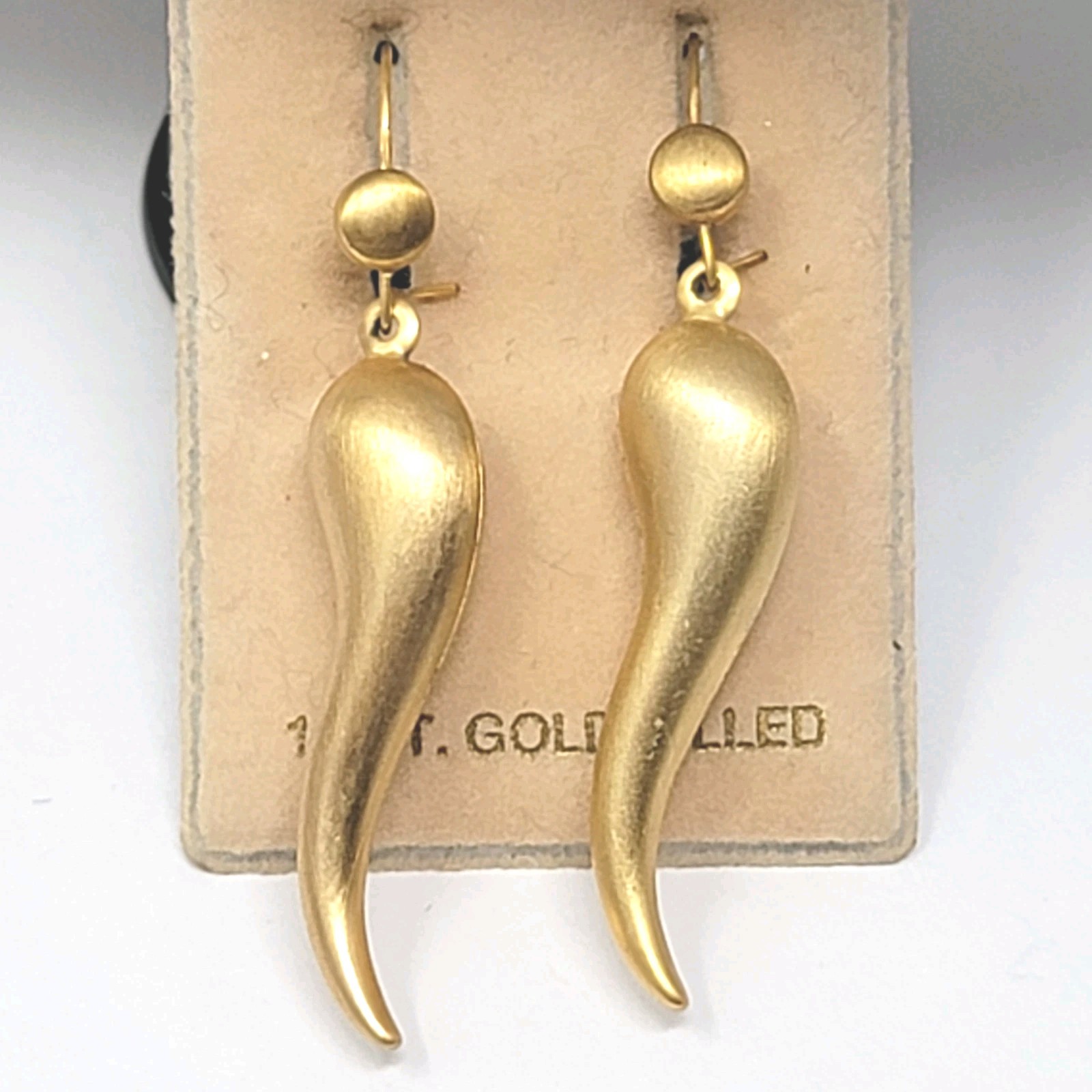 Vintage 14K Gold Filled Italian Cornicello Earrings Horn Amulet Jewelry