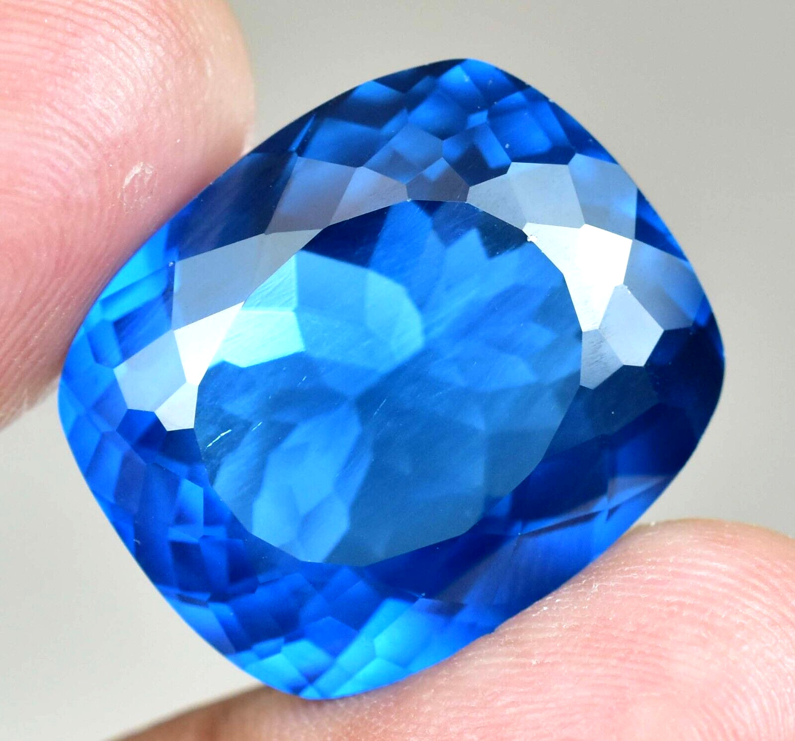 40.55 CT Natural London Blue Topaz AGL Certified Flawless Cushion Cut Gemstone