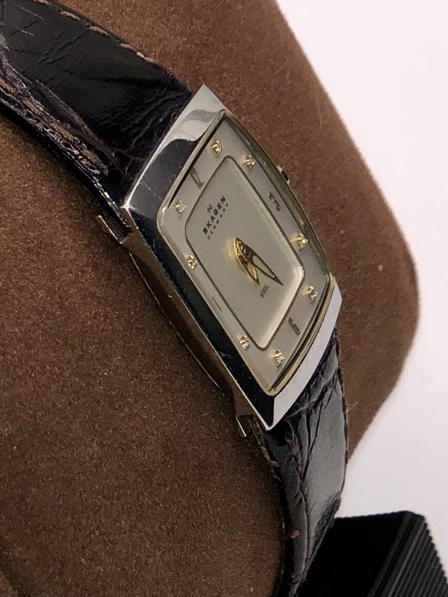 Skagen Denmark 380XSSLD4A1 Ladies Watch~Vintage Look~Crystal Hour Marks~New 🔋✅