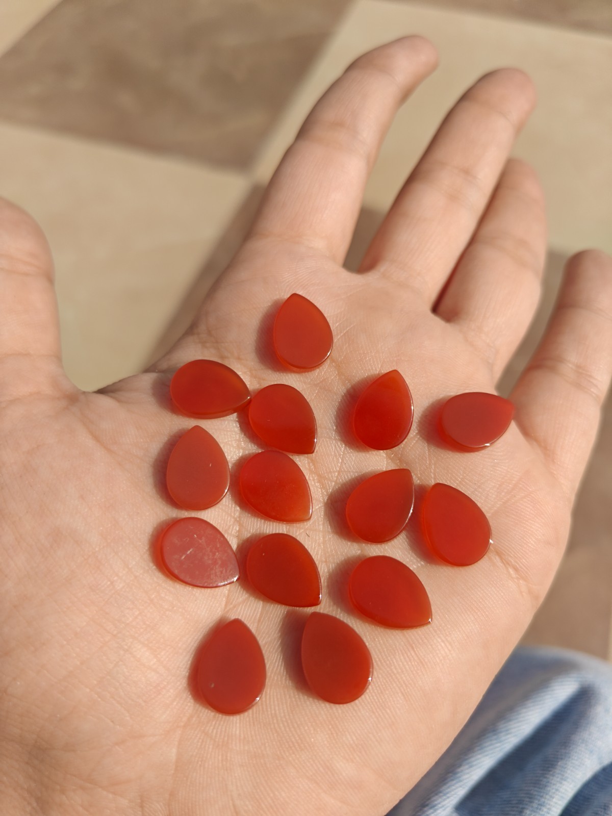Natural Red Onyx Pear Bothside Flatback 10x14mm To 20x25mm Loose Gemstone