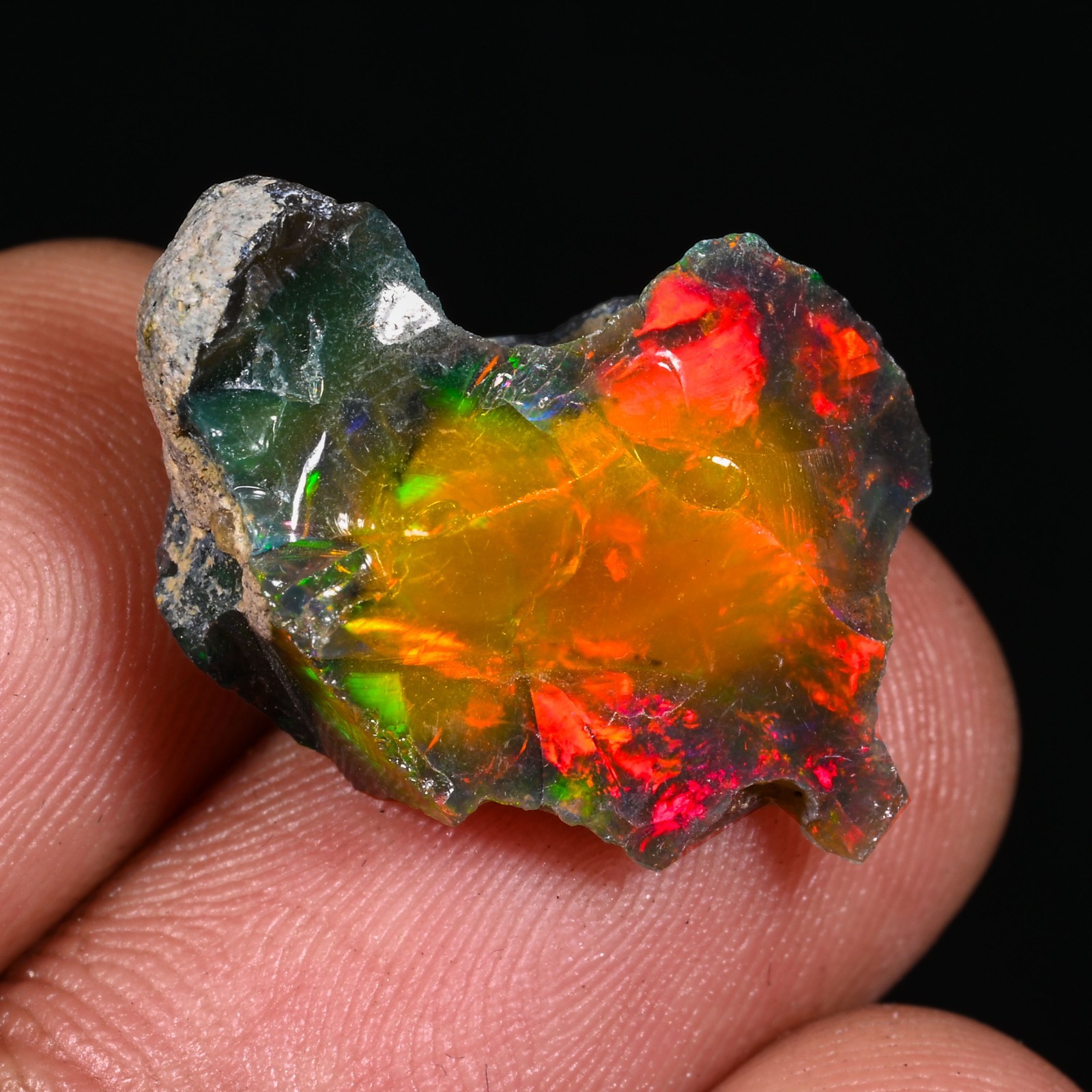 10 Ct Black Ethiopian Opal Rough, Jewelry Grade Welo Opal Rough, Multi Fire Opal