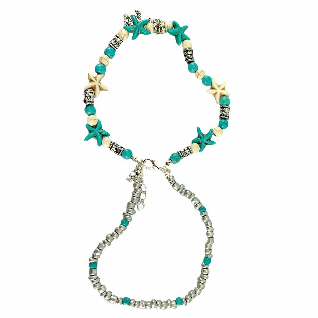 Boho Ankle Bracelet Silver Tone Women Fashion Beaded Adjustable Beach Anklet US