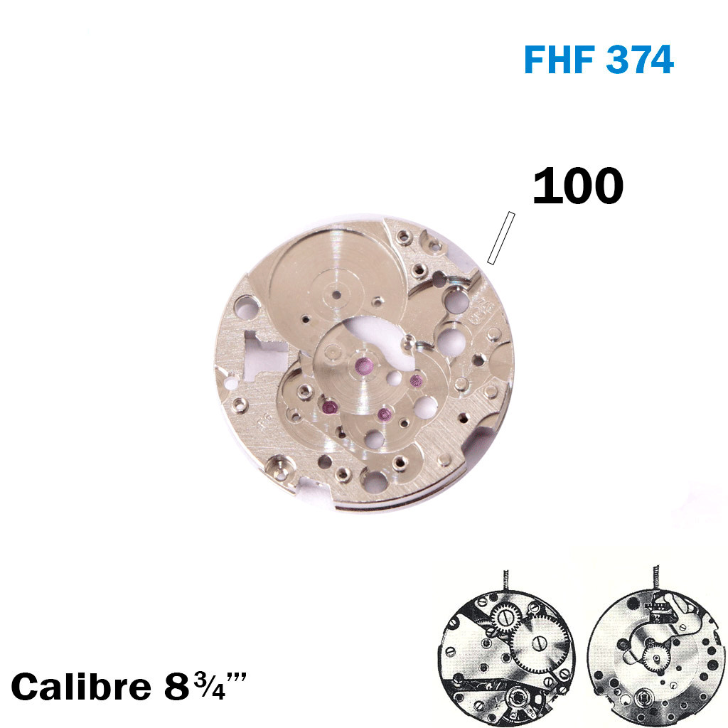 main Plate- Swiss Made-For FHF Movement 374 -Part No.100.