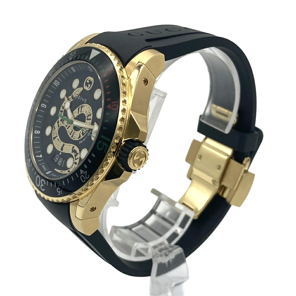 Used GUCCI YA136219 dive snake Wrist watch Men Quartz Gold
