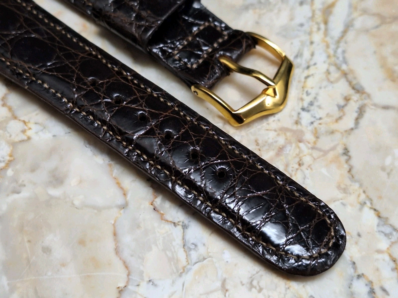 JB Champion Dark Brown Brazilian Crocodile Leather Watch Band Strap 3/4″ LONG