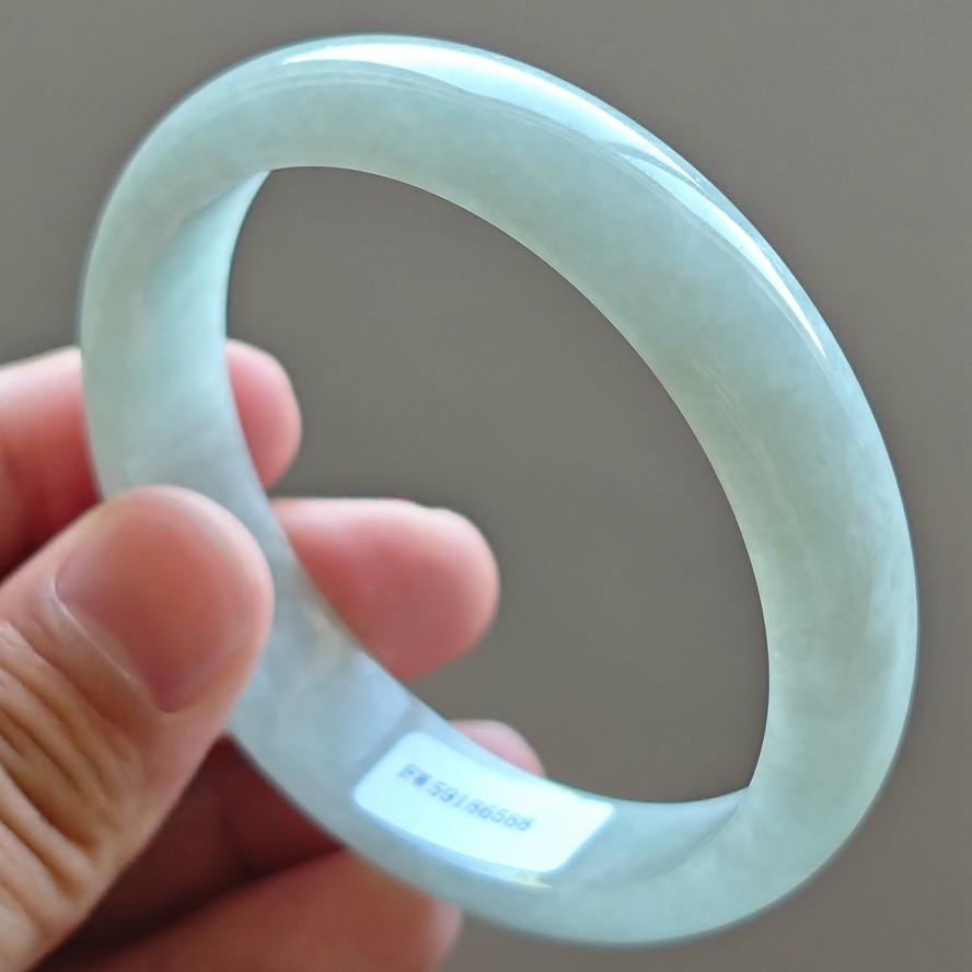 61mm Natural White Jadeite Jade Bracelets Burma Jade Bracelet Bangle 3424
